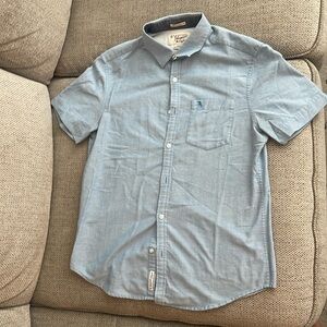 Penguin Heritage Slim Fit Light Blue Short Sleeve Button Up